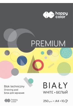 Happy Color Blok techniczny PREMIUM, biay, A4, 250g, 10 arkuszy biay 10 kartek
