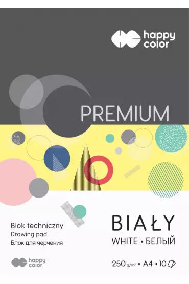 Happy Color Blok techniczny Premium bia�y A4 250g 10 kartek