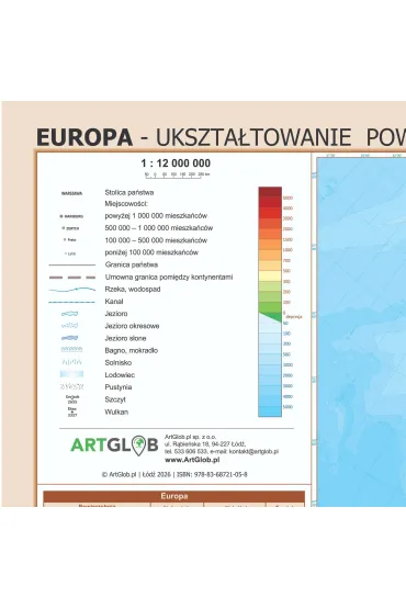 Podk�adka na biurko Europa polityczno-fizyczna 1:12 000 000 dwustronna