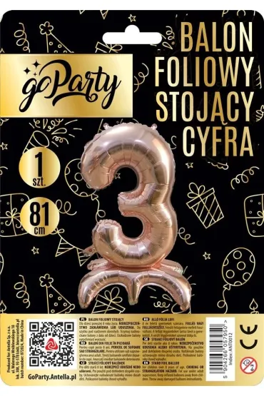 GoParty Balon foliowy stoj�cy 3 rose gold 81cm