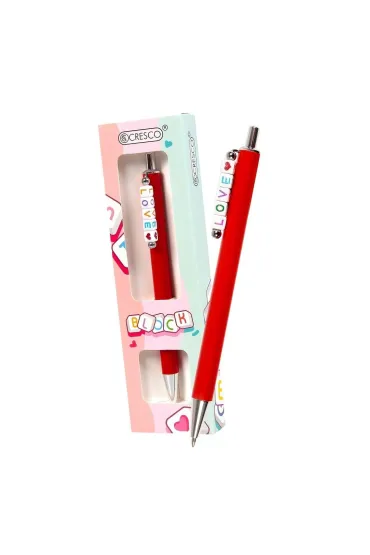 Cresco D�ugopis Block z koralikami LOVE w etui czerwony