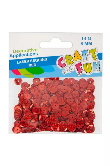 Craft with Fun Cekiny laser czerwone 8mm, 14g