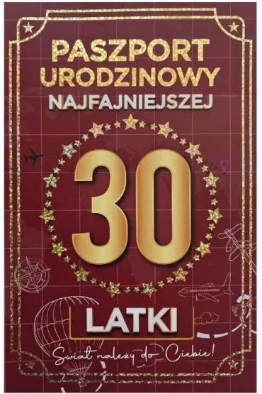 Yeku Karnet Urodziny 30 Nowy paszport damskie