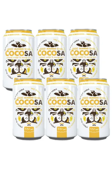 Cocosa Woda kokosowa niegazowana z sokiem z mango Zestaw 6 x 330 ml