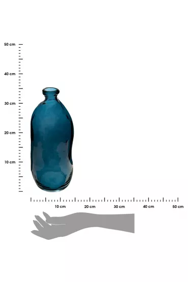 Atmosphera Wazon szklany Jeanne Blue z recyklingu