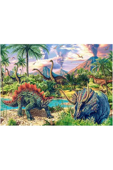 Puzzle 120 el. Dinozaury przy wulkanach Castorland