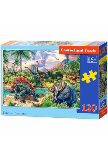 Puzzle 120 el. Dinozaury przy wulkanach Castorland