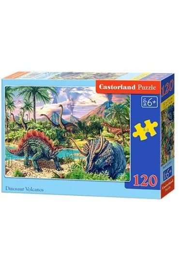 Puzzle 120 el. Dinozaury przy wulkanach Castorland