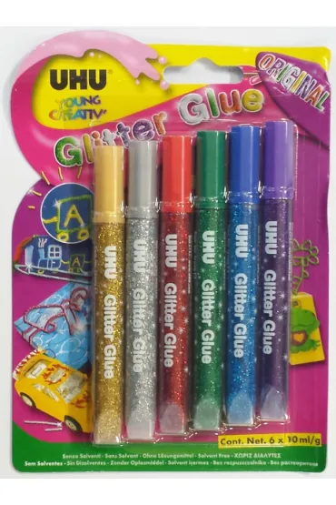 Uhu Klej z brokatem Glitter Glue Original 6x10ml