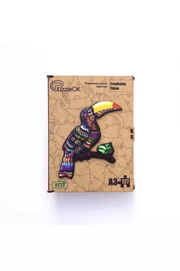 Puzzle drewniane eko 127 el. Tropikalny tukan A3 Maksik