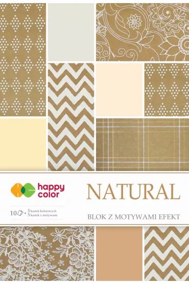 Happy Color Blok z motywami NATURAL, A4, 200g, 10 arkuszy 10 kartek