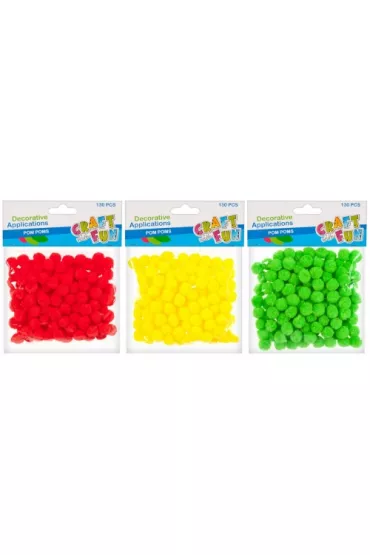 Craft with Fun Ozdoba dekoracyjna kolorowe pompony mix 130 szt.