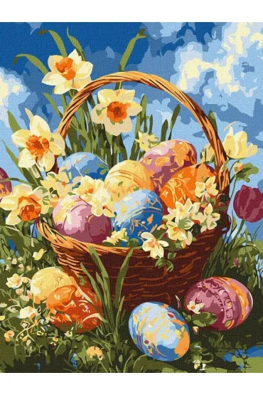 Ideyka Malowanie po numerach - Koszyk z pisankam 30x40cm