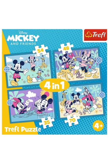 Puzzle 4w1 Zabawne zdarzenia Myszki Miki Trefl