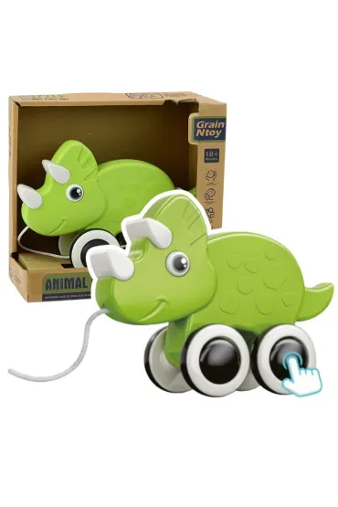 Dinozaur do ci�gni�cia na sznurku zielony LeanToys