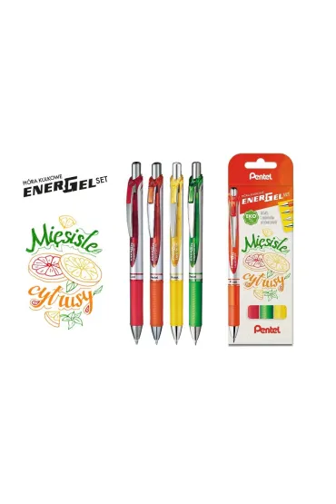 Pentel Zestaw pi�r EnerGel BL77 mi�siste cytrusy w etui 4 szt.
