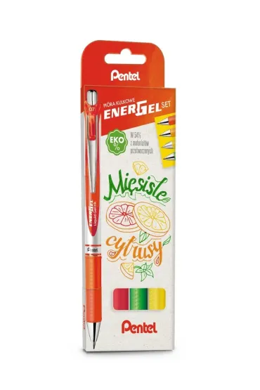 Pentel Zestaw pi�r EnerGel BL77 mi�siste cytrusy w etui 4 szt.