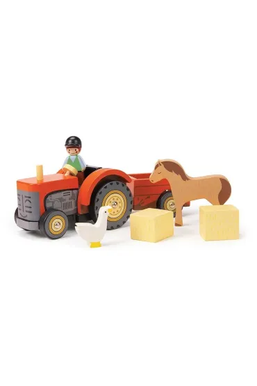 Traktor z przyczep� i akcesoriami drewniany Tender Leaf Toys