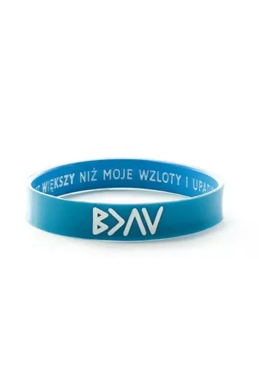 Opaska silikonowa. B�g jest wi�kszy ni� moje wzloty i upadki. Turkusowa