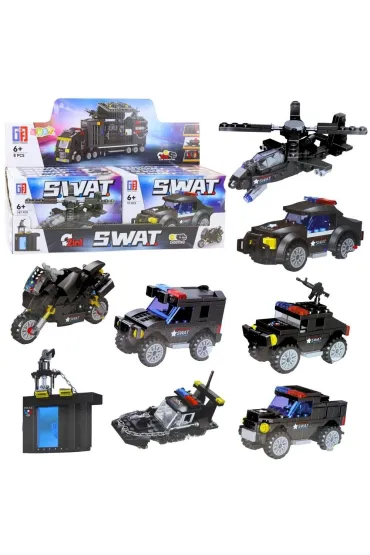 Klocki konstrukcyjne pojazdy SWAT 2w1 MIX