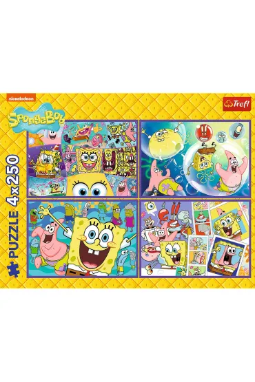 Puzzle 4x250 el. Szalony �wiat Sponge Boba Trefl