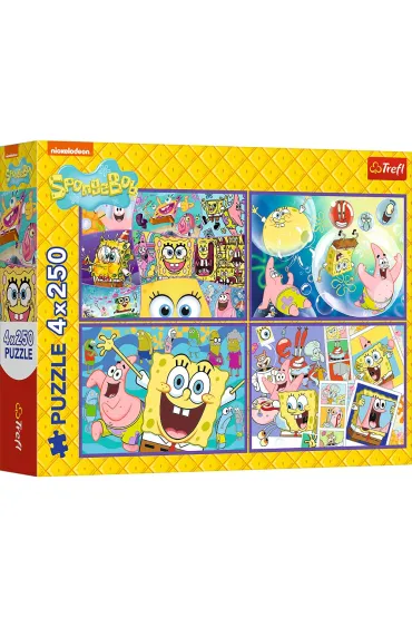 Puzzle 4x250 el. Szalony �wiat Sponge Boba Trefl