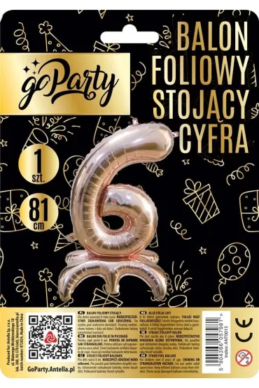 GoParty Balon foliowy stoj�cy 6 rose gold 81cm