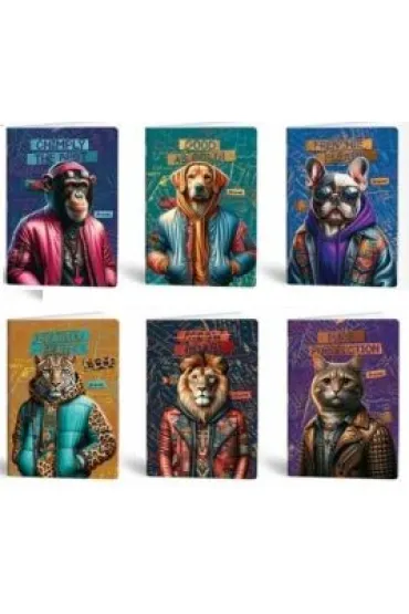 Mar Mar Zeszyt A5 60 k. kratka Fashion Animals