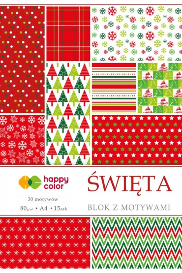 Happy Color Blok z motywami �WI�TA, A4, 80g, 15 arkuszy, 30 motyw�w 15 katek