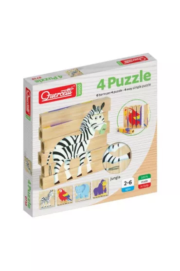Drewniane klocki puzzle jungle 6 el * Quercetti
