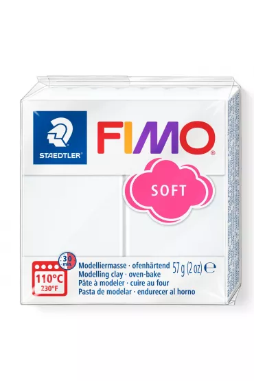 Staedtler Fimo Masa plastyczna termoutwardzalna Soft, bia�a, 57g, kostka