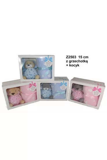 Pluszak Zwierz�ta z grzechotk� 15cm   kocyk SUN-DAY Z2503