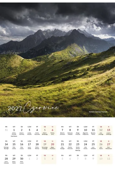 Kalendarz 2027 Tatry wieloplanszowy - Karol Nienartowicz