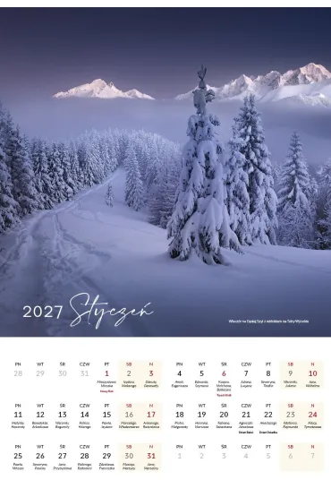 Kalendarz 2027 Tatry wieloplanszowy - Karol Nienartowicz