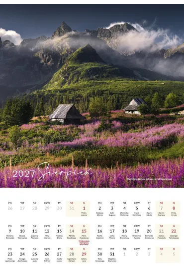Kalendarz 2027 Tatry wieloplanszowy - Karol Nienartowicz