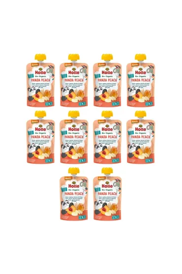 Holle Mus Brzoskwiniowa panda (brzoskwinia - morela - banan - orkisz) od 8 miesi�ca Demeter Zestaw 10 x 100 ml Bio