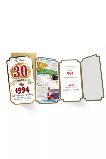 Kukartka Karnet PM-347 Urodziny 30  cyfry, roczniki  2024
