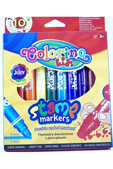 Patio Flamastry dwustronne z piecz�tkami 10 kol Colorino Kids 10 szt.