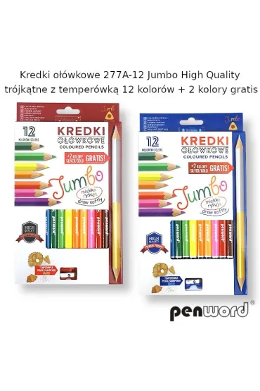 Polsirhurt Kredki o��wkowe tr�jk�tne + temper�wka 12 szt.