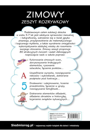 Zimowy zeszyt rozrywkowy. Zabawy edukacyjne