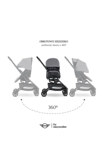 Easywalker Kompaktowy w�zek spacerowy Mini Buggy Turn z obrotowym siedziskiem 360� Soho Grey (uszkodzone opakowanie)