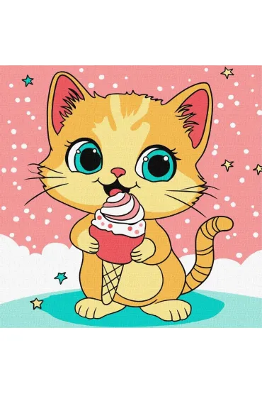Malowanie po numerach - Malinowe lody Kids 25x25cm Ideyka