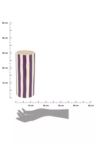 Atmosphera Ceramiczny wazon w paski Eden Fioletowy