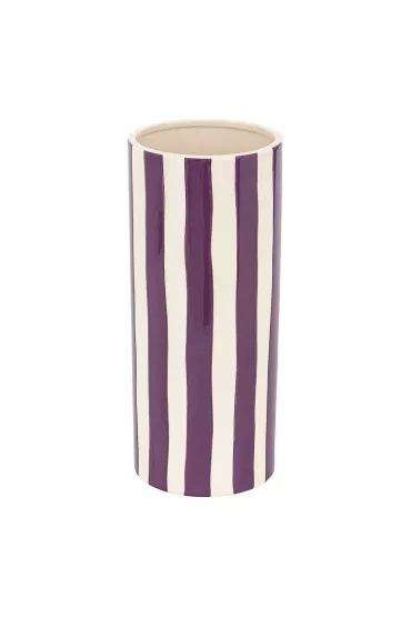 Atmosphera Ceramiczny wazon w paski Eden Fioletowy
