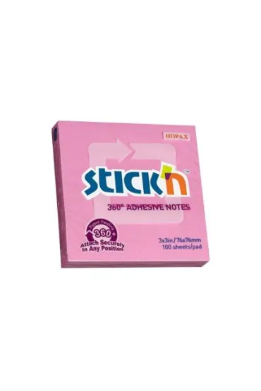 Stickn Notes samoprzylepny 360 stopni r�owy 76x76mm 100 kartek