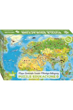 Puzzle 260 el. zwierzta wiata mapa modego odkrywcy dla dzieci ArtGlob