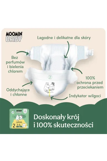 Muumi Baby Moomin Baby, Pieluszki 2 (3-6 kg), Eko 56 szt.