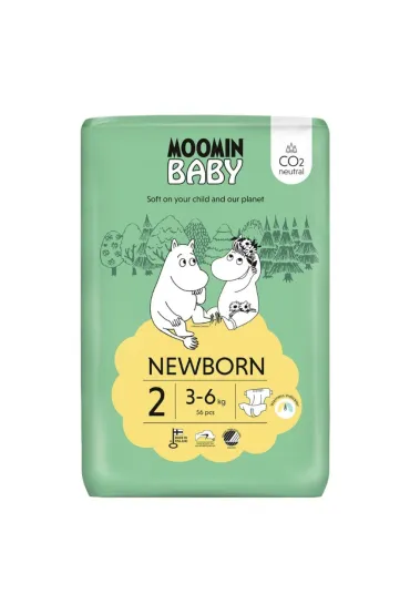 Muumi Baby Moomin Baby, Pieluszki 2 (3-6 kg), Eko 56 szt.
