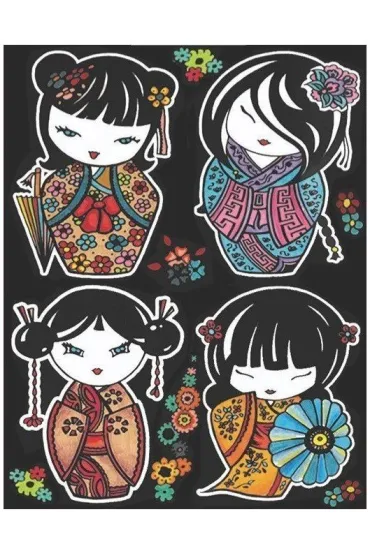 Kolorowanka Welwetowa A4 Laleczki Kokeshi