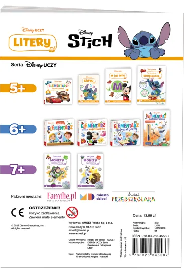 Disney uczy. Stich. �wiczenia z naklejkami. Litery